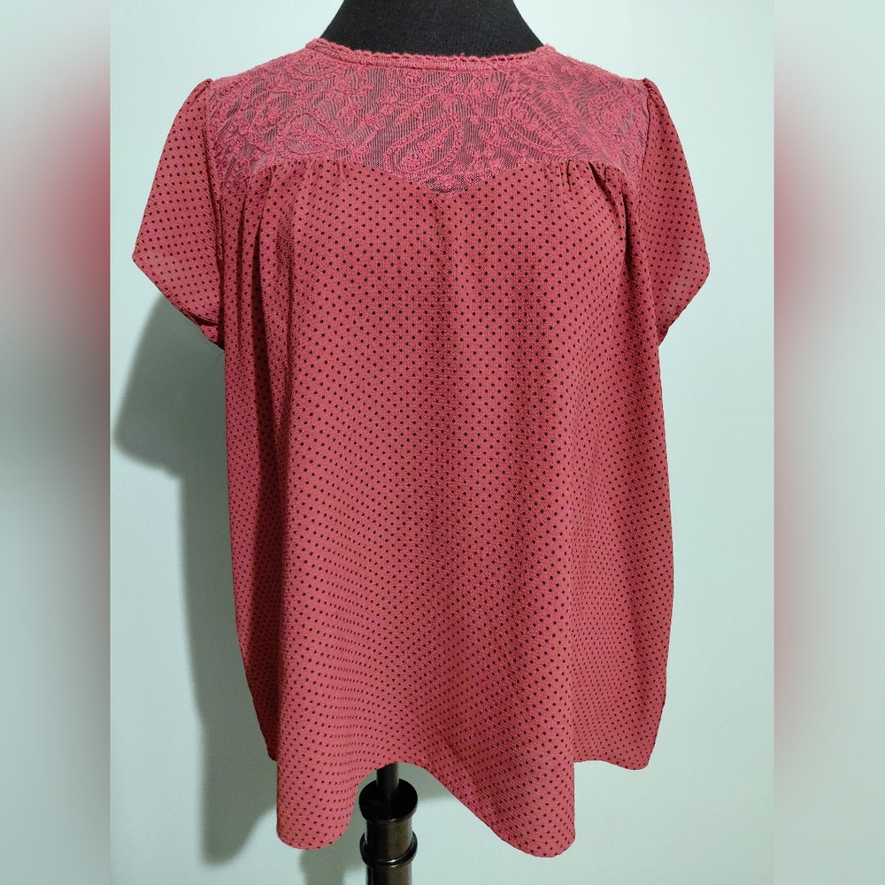 Sweet Wanderer Polka Dot Lace Top